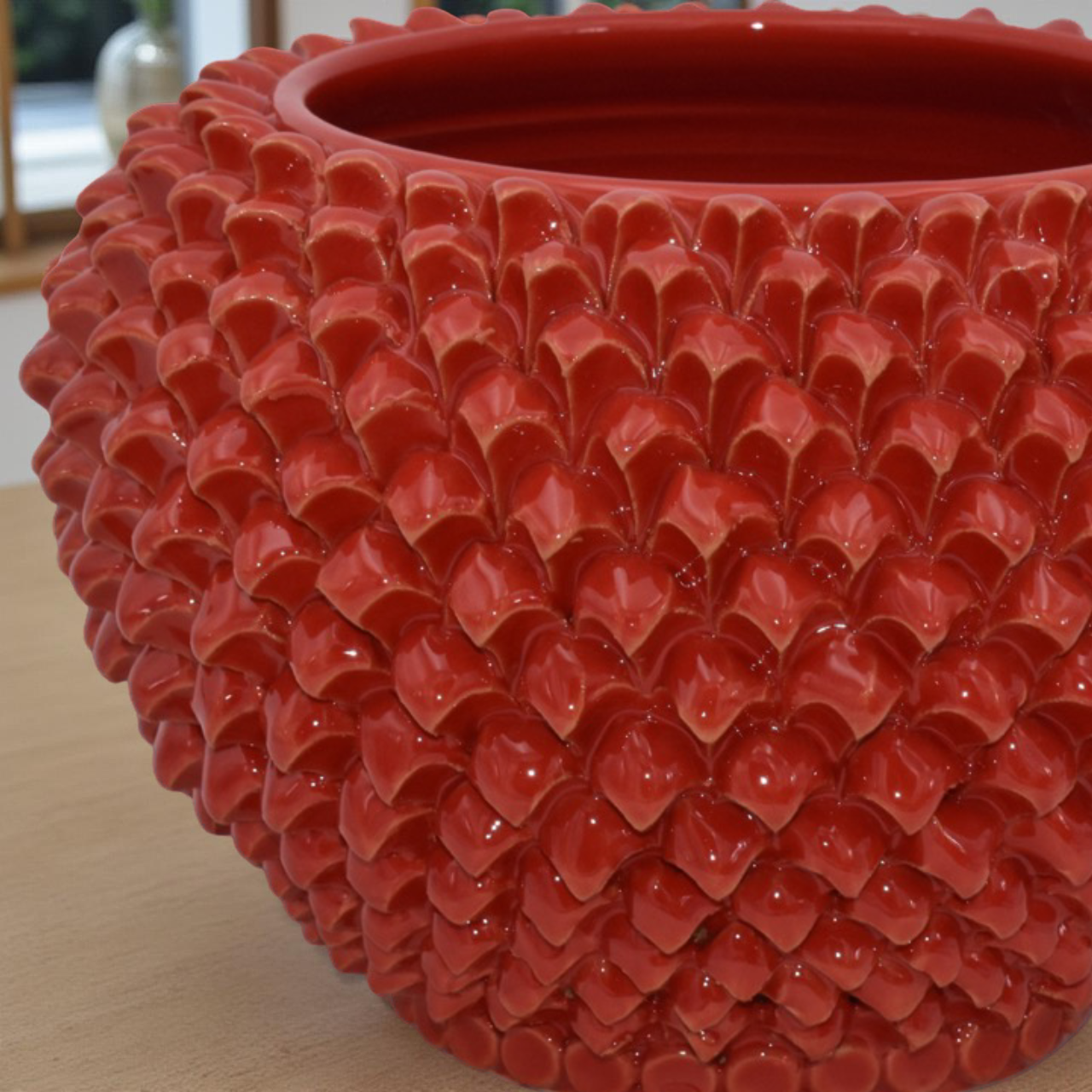 Cachepot a pigna Rosso Fuoco in ceramica artigianale di Caltagirone - Ceramiche di Caltagirone Sofia