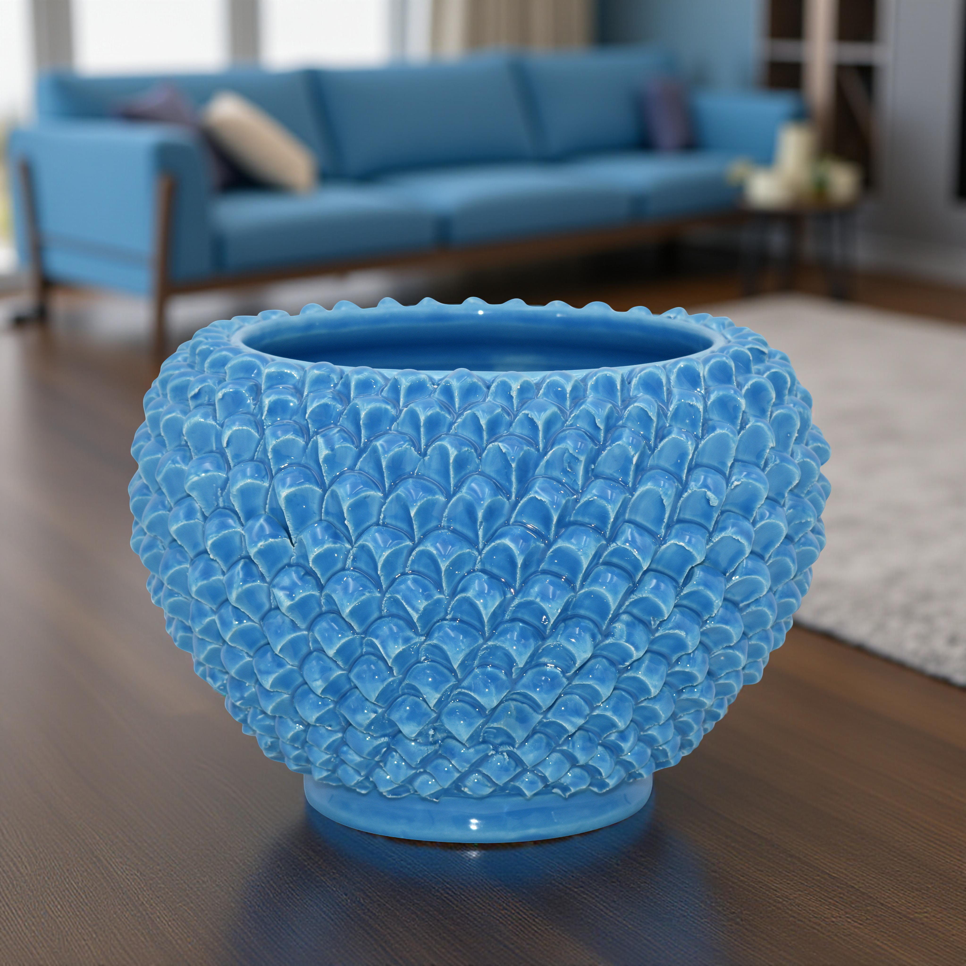 Cachepot a pigna turchese in ceramica artigianale di Caltagirone - Ceramiche di Caltagirone Sofia