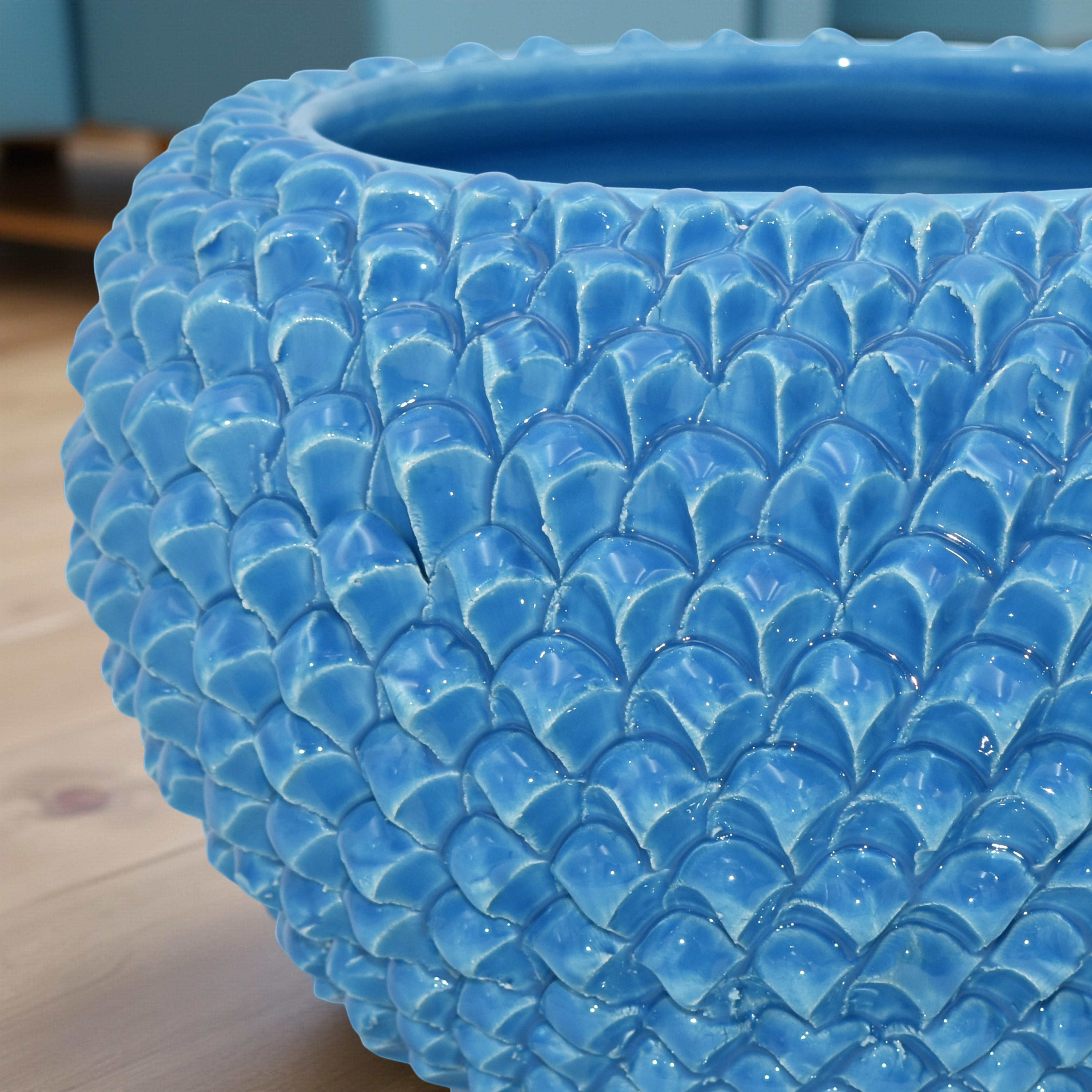 Cachepot a pigna turchese in ceramica artigianale di Caltagirone - Ceramiche di Caltagirone Sofia