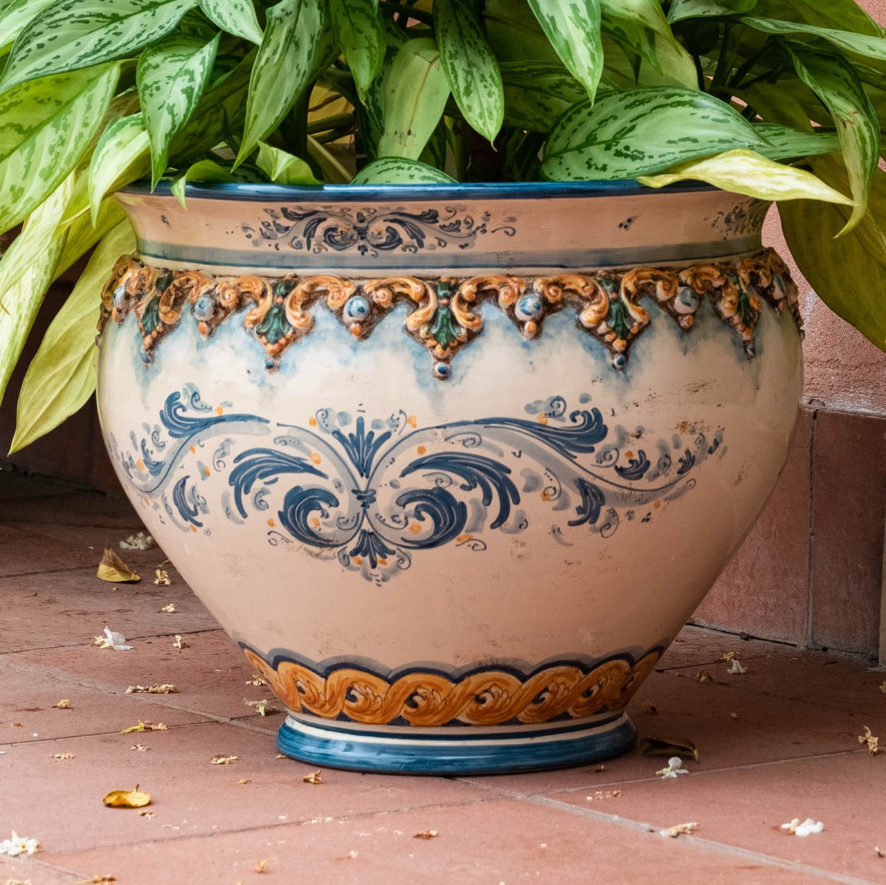 Cachepot plastico Sofia Tricolore in Ceramica di Caltagirone - Ceramiche di Caltagirone Sofia