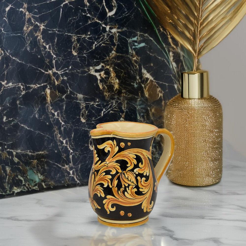Cannata Ornato Fondo Nero di Caltagirone - h 20 cm - Ceramiche di Caltagirone Sofia