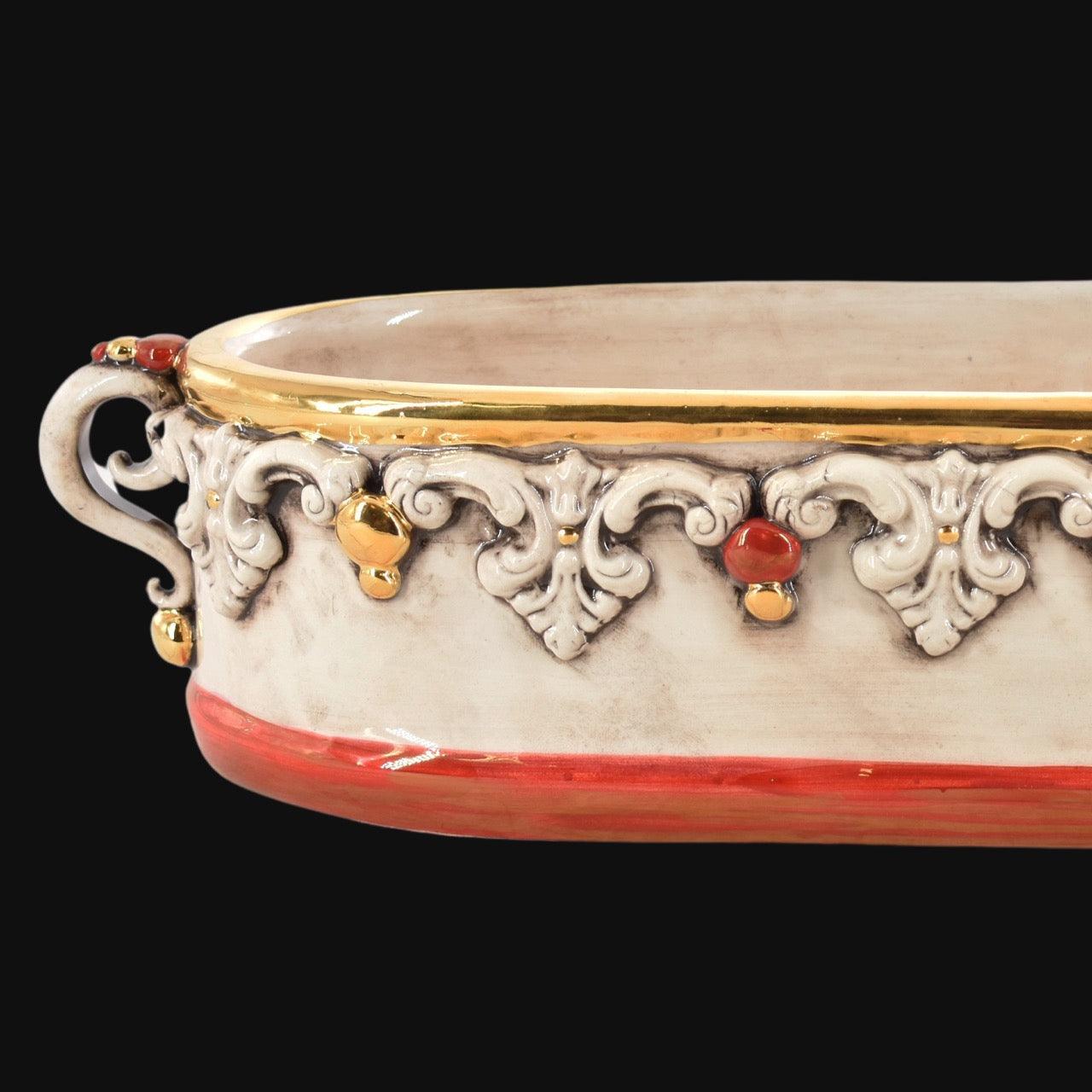 Cassetta ovale bassa 35×8 plastico sofia madreperla antichizzato oro e lustri - Ceramiche di Caltagirone Sofia