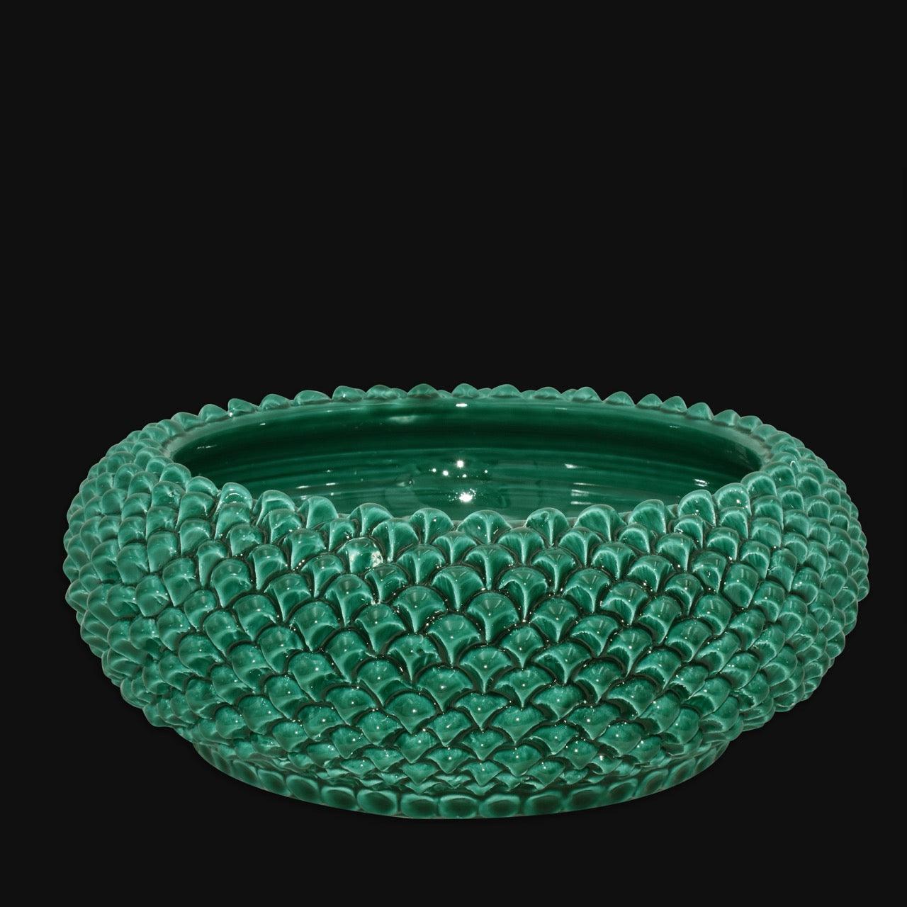 Centrotavola a Pigna diam. 25/33 cm Verde Smeraldo in ceramica di Caltagirone - Ceramiche di Caltagirone Sofia