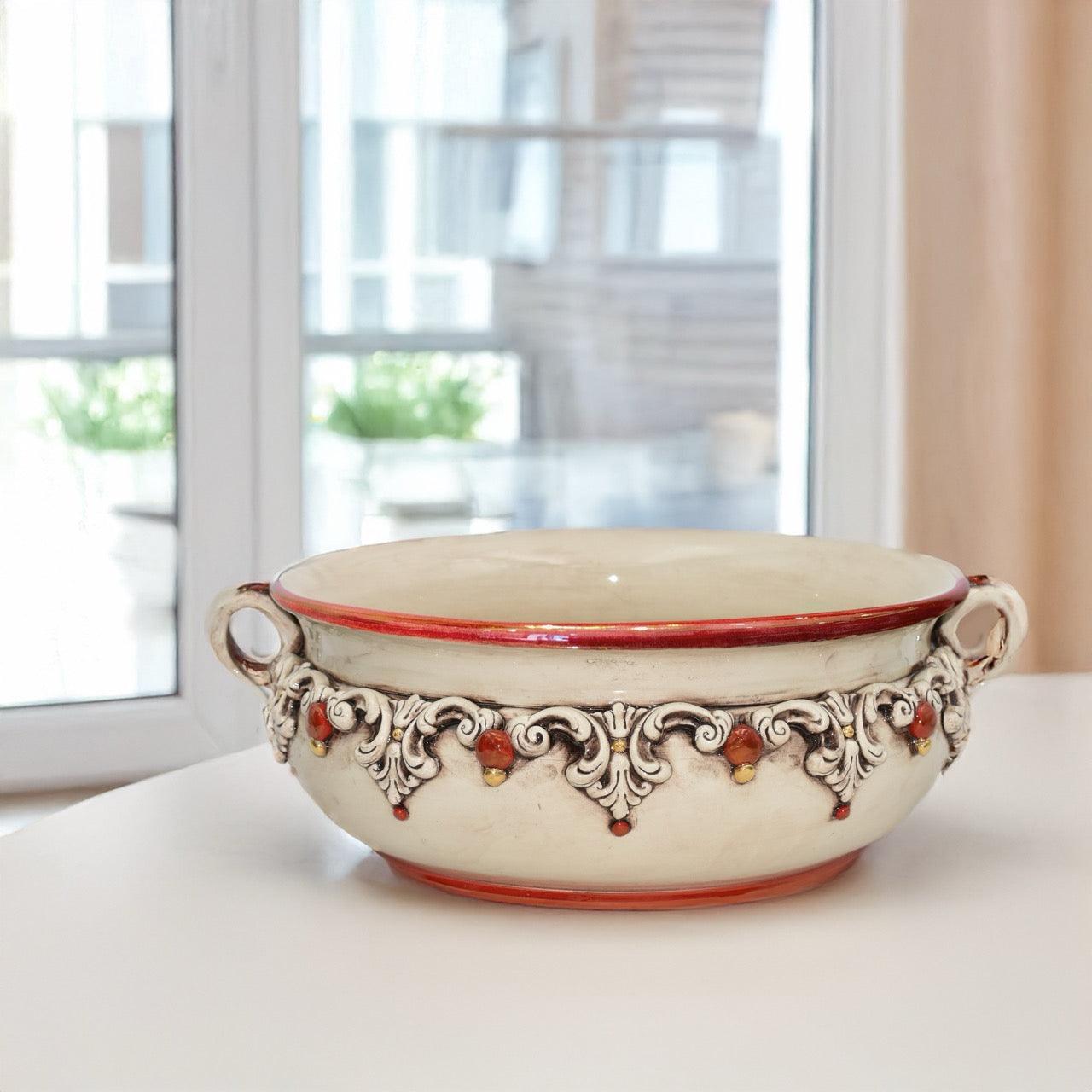 Centrotavola in ceramica Ø 30/Ø 40 Madreperla Oro e Lustri - Ceramiche di Caltagirone Sofia