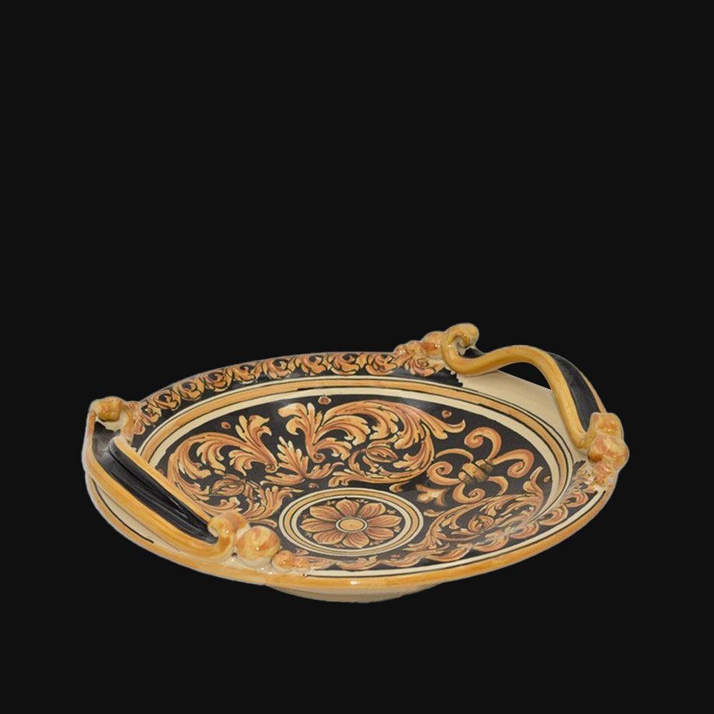 Centrotavola Ø 30/40 Ornato Fondo Nero in ceramica di Caltagirone - Ceramiche di Caltagirone Sofia