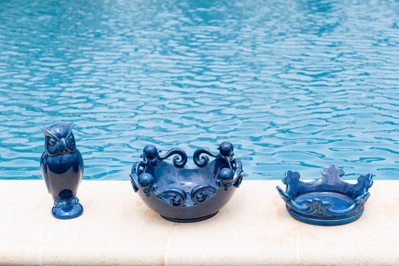 Centrotavola pallina blu intenso Ø 25 cm / Ø 30 cm | Ceramiche in stile moderna - Ceramiche di Caltagirone Sofia