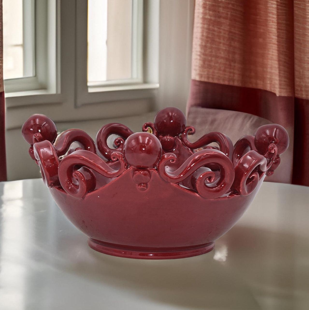 Centrotavola pallina Bordeaux Ø 25 cm / Ø 30 cm - Ceramiche di Caltagirone Sofia