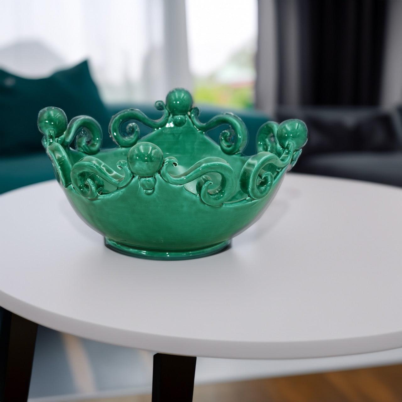 Centrotavola pallina Verde Smeraldo Ø 25 cm / Ø 30 cm - Ceramiche di Caltagirone Sofia