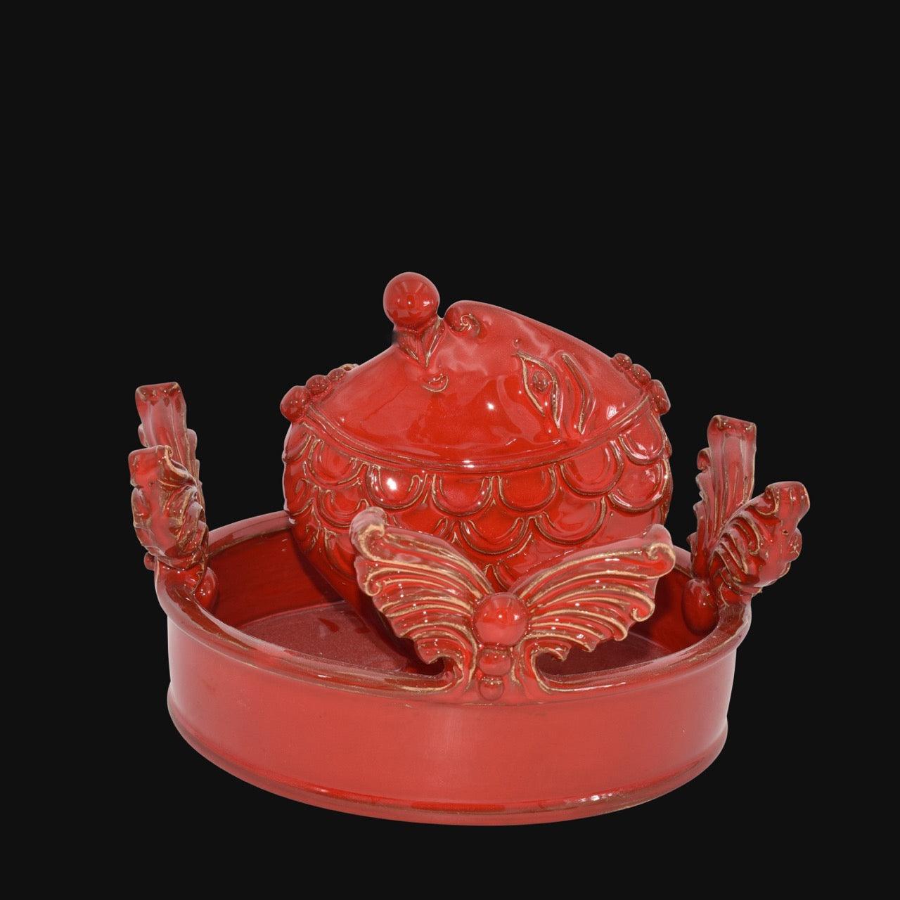 Centrotavola pesce Ø 28 plastico sofia Rosso Fuoco - Ceramiche di Caltagirone Sofia