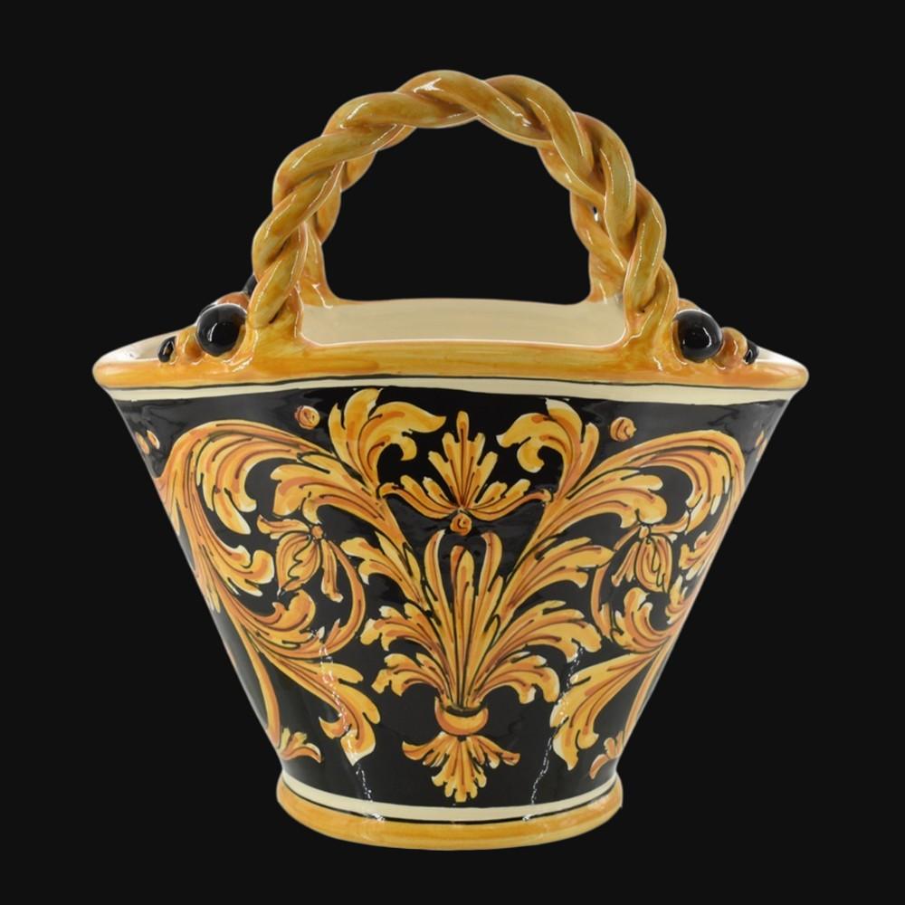 Coffa h 25 Ornato Fondo Nero in ceramica di Caltagirone - Ceramiche di Caltagirone Sofia