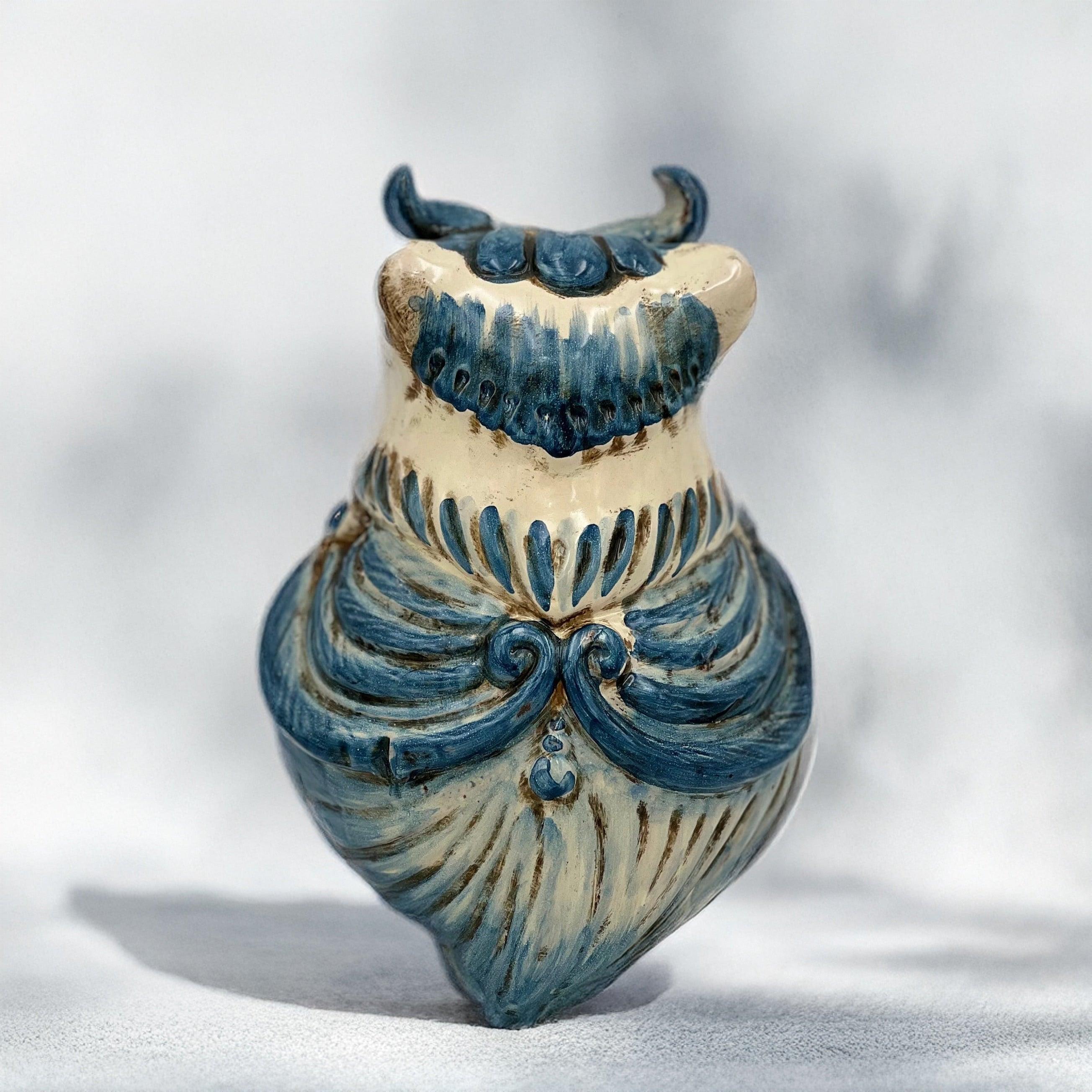Gufo h 15 mono blu - Animali in ceramica - Ceramiche di Caltagirone Sofia