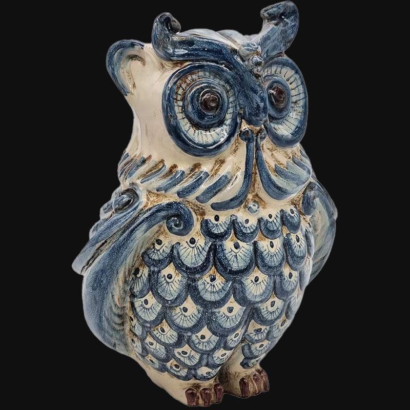 Gufo h 15 mono blu - Animali in ceramica - Ceramiche di Caltagirone Sofia