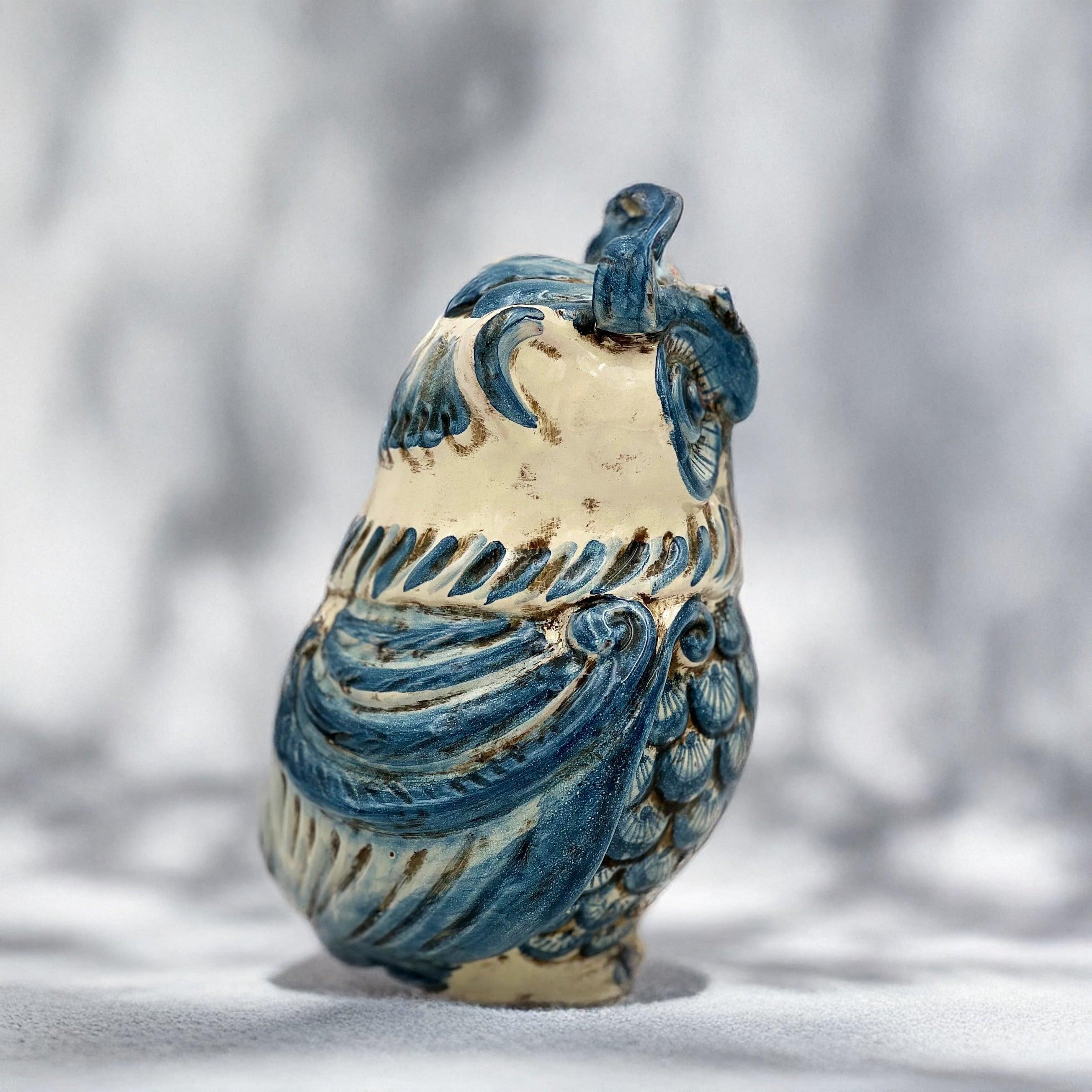 Gufo h 15 mono blu - Animali in ceramica - Ceramiche di Caltagirone Sofia