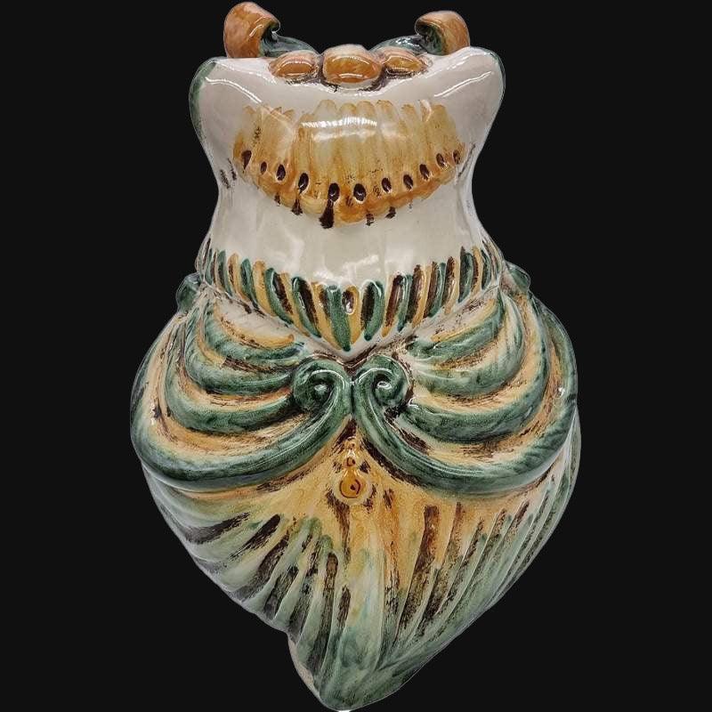 Gufo h 15 verde/arancio - Animali in ceramica - Ceramiche di Caltagirone Sofia