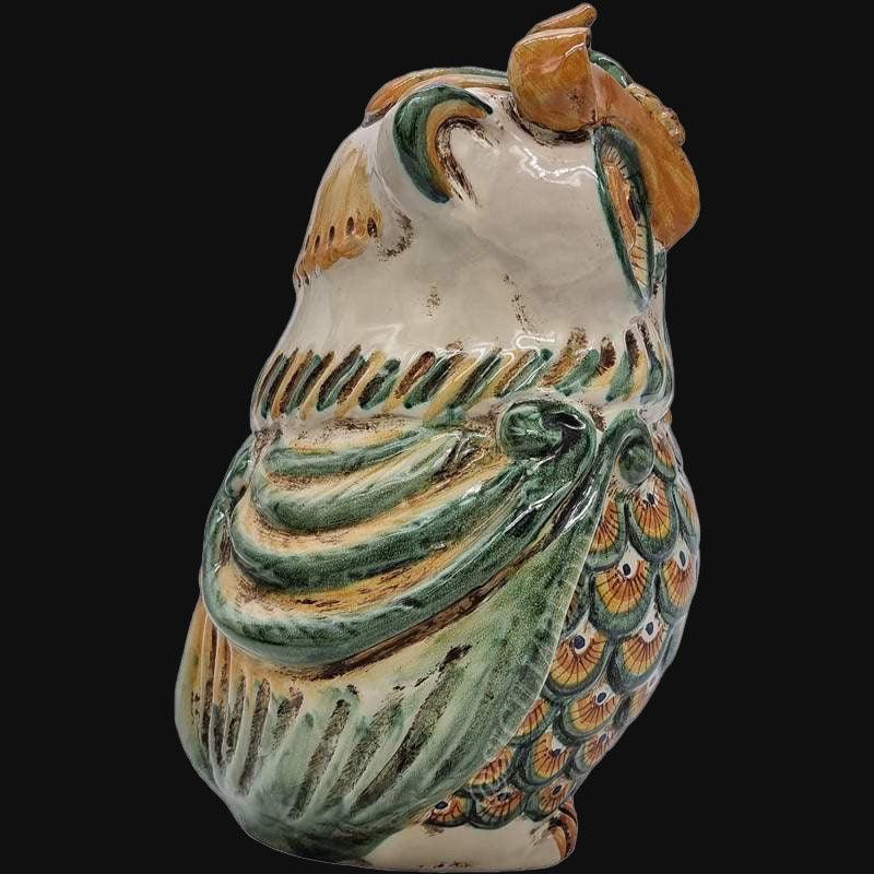 Gufo h 15 verde/arancio - Animali in ceramica - Ceramiche di Caltagirone Sofia