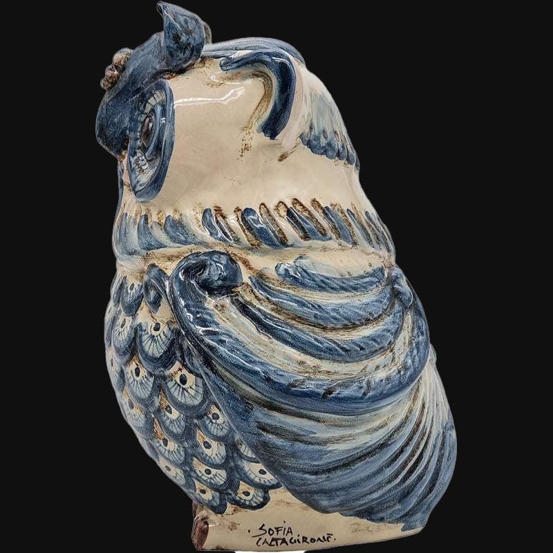 Gufo h 20 mono blu - Animali in ceramica - Ceramiche di Caltagirone Sofia