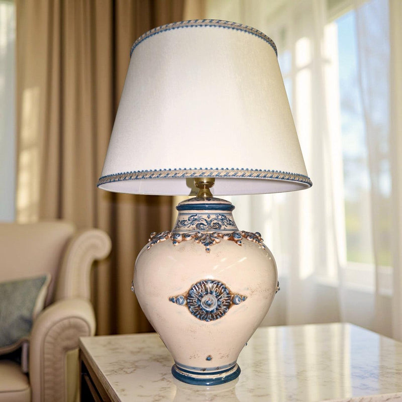 Caltagirone Keramik Keramik-Lampe H 40 cm — Monochrom Blau