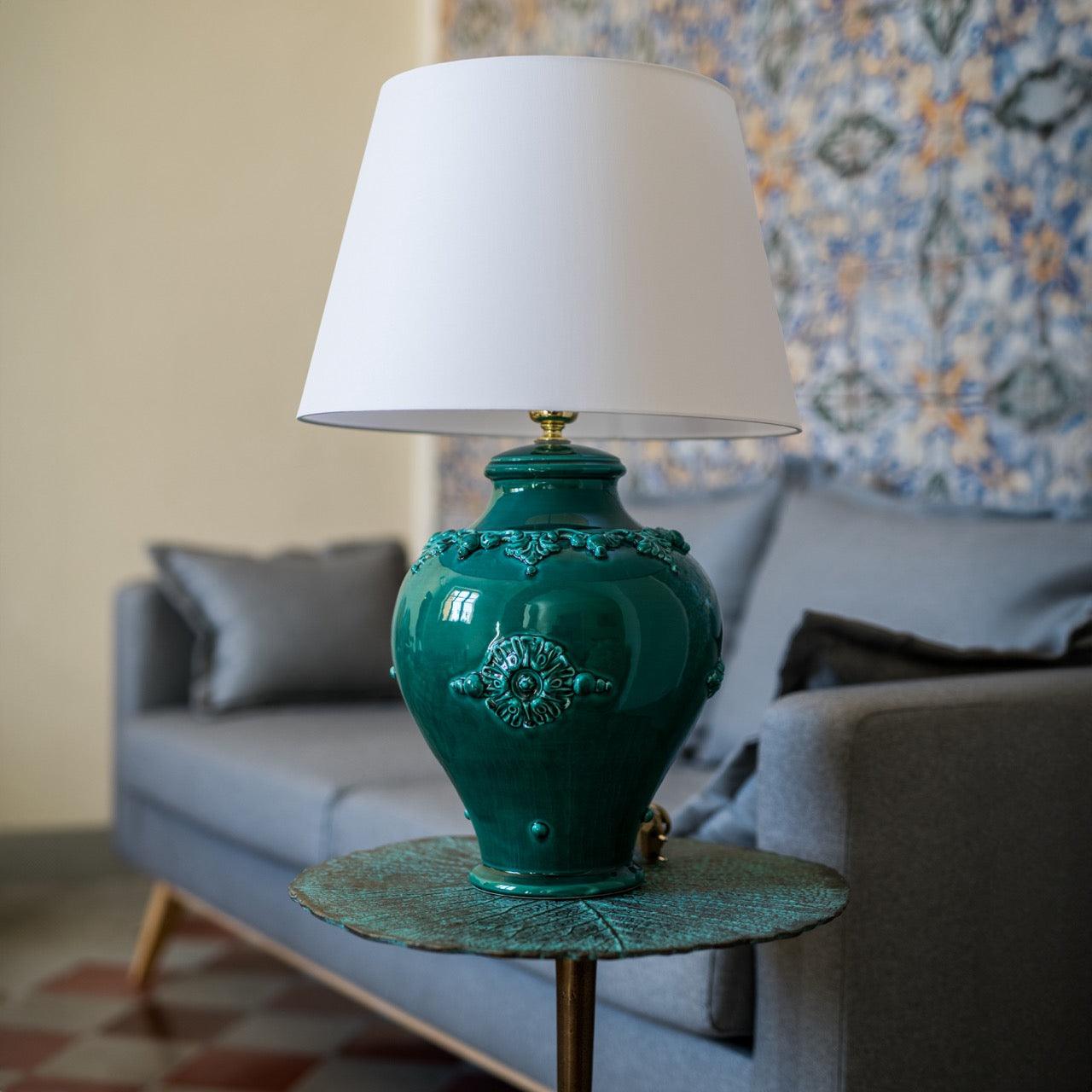 Lume boccia ornamentale h 60 Verde Smeraldo - Ceramiche di Caltagirone Sofia