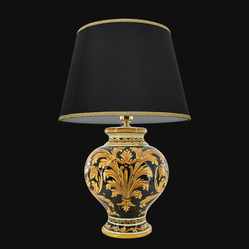 Lume Collo Rasato in Ceramica di Caltagirone h 30 cm — Ornato Fondo Nero