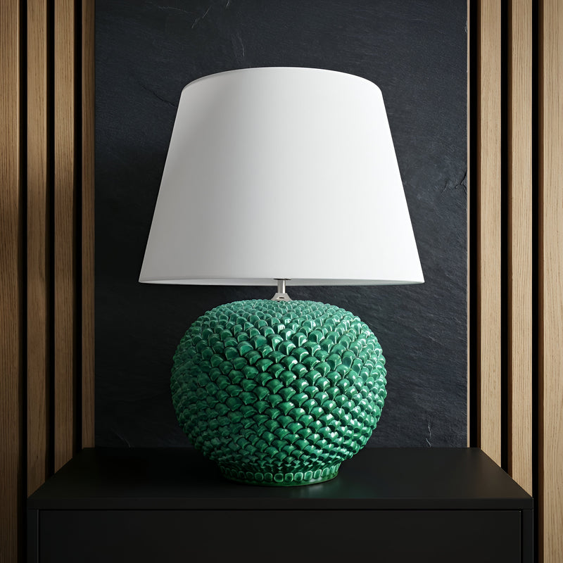 Lume a Palla Pigna in Ceramica di Caltagirone h 43/60 cm - Verde Smeraldo