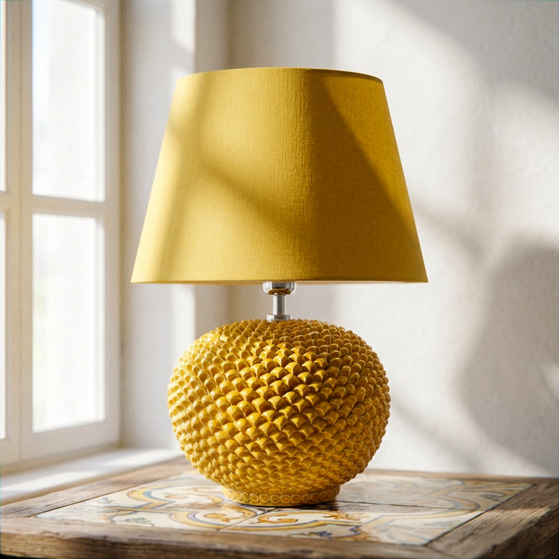Lume a Palla Pigna in Ceramica di Caltagirone h 43/60 cm - Senape