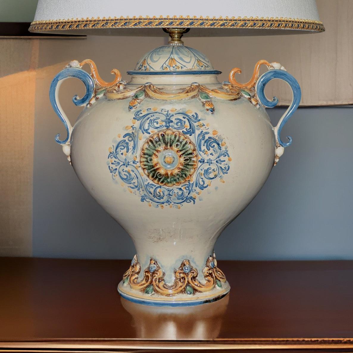 Lume palla c/manici h 35 cm in Ceramica Siciliana - Ceramiche di Caltagirone Sofia