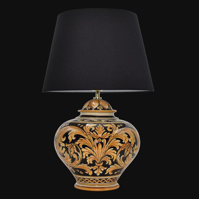 Lume Palla in Ceramica di Caltagirone h 35 cm — Ornato Fondo Nero