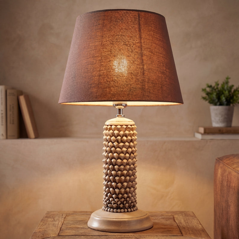 Lume Pigna Cilindro in Ceramica di Caltagirone h 60 cm — Madreperla Antichizzato