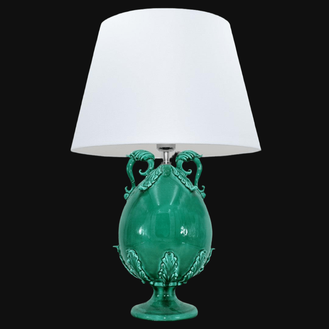 Lume uovo ornamentale h 47 Verde Smeraldo - Ceramiche di Caltagirone Sofia