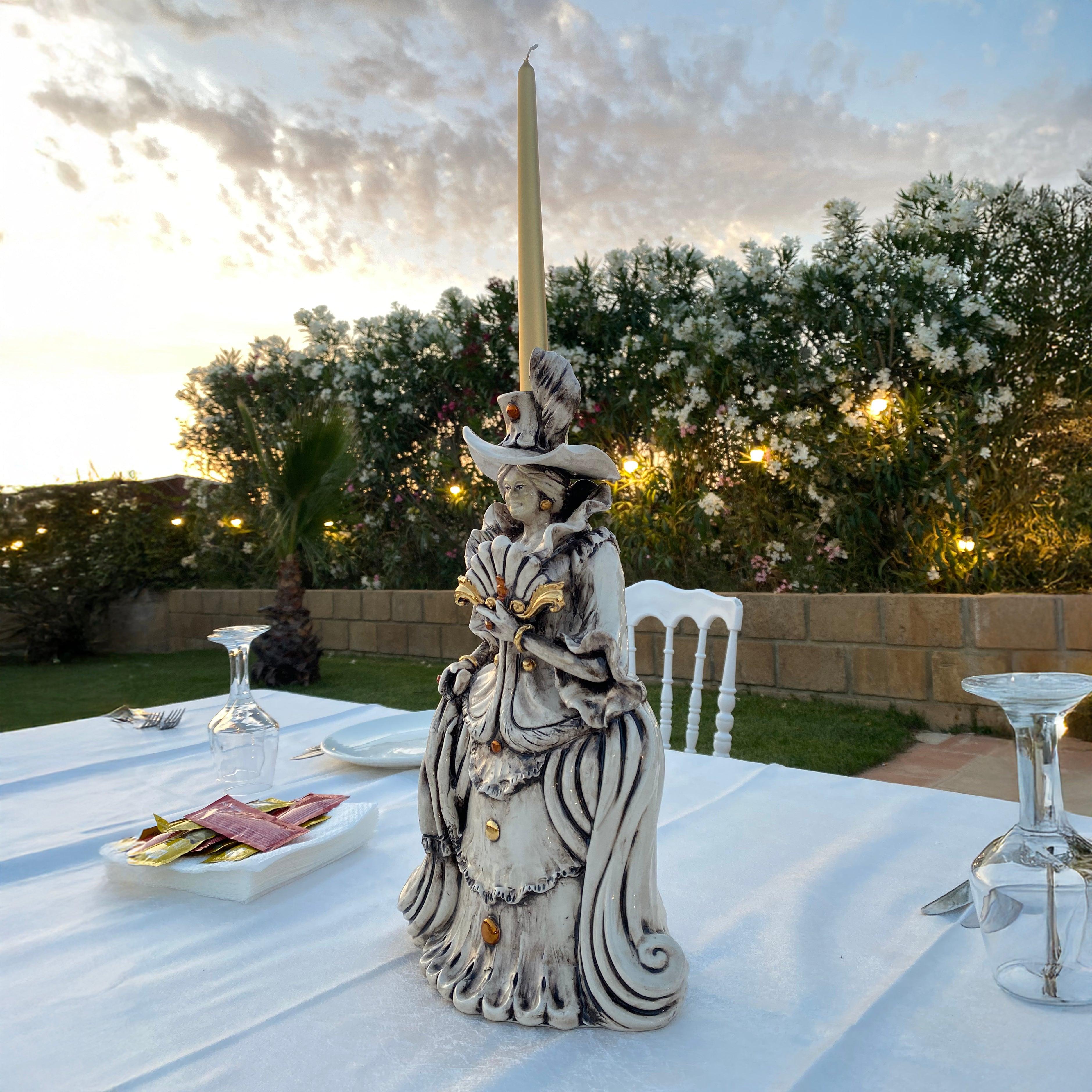 Lumiera grande femmina h 40 Madreperla Oro e Lustri in ceramica di Caltagirone - Ceramiche di Caltagirone Sofia