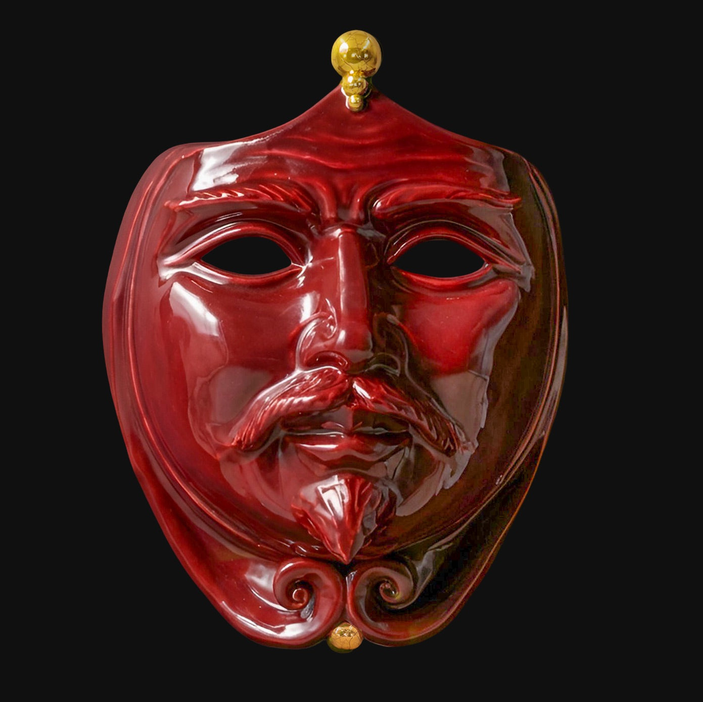 Maschera d'Appoggio Bordeaux con dettagli in oro cm 25x30 - Ceramiche di Caltagirone Sofia