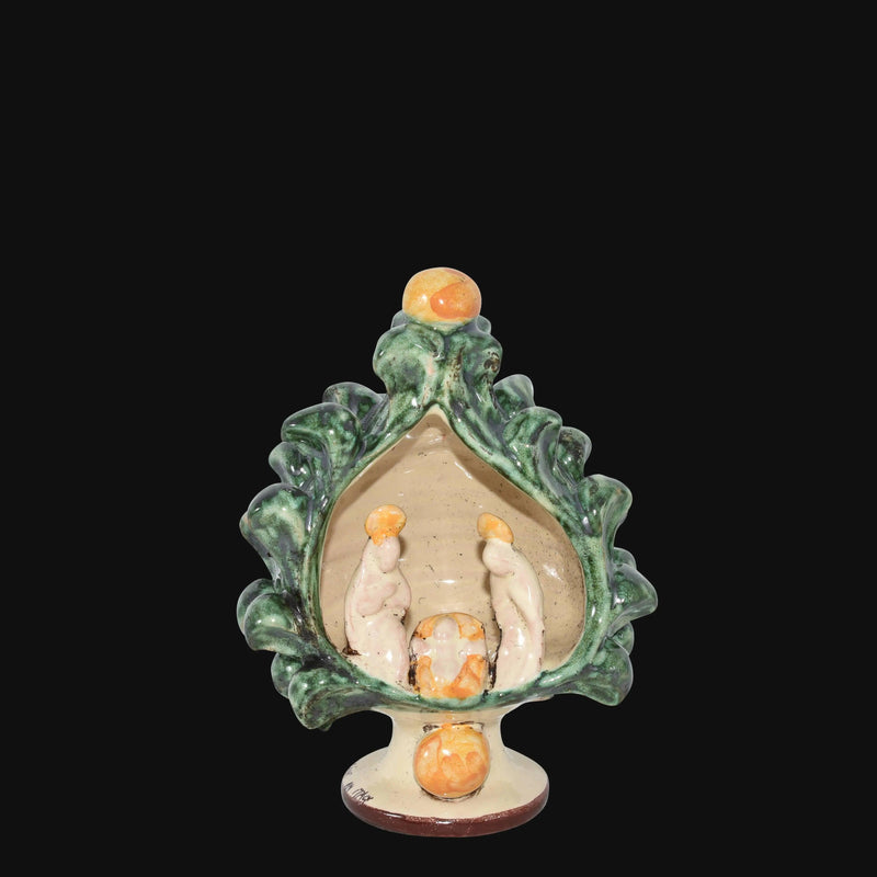 Natività a pigna h 12 verde arancio - Natale a Caltagirone