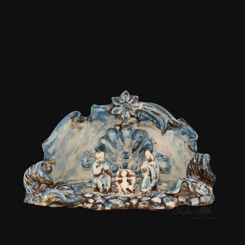 Natività Media in Ceramica di Caltagirone 14x10 cm — Mono Blu