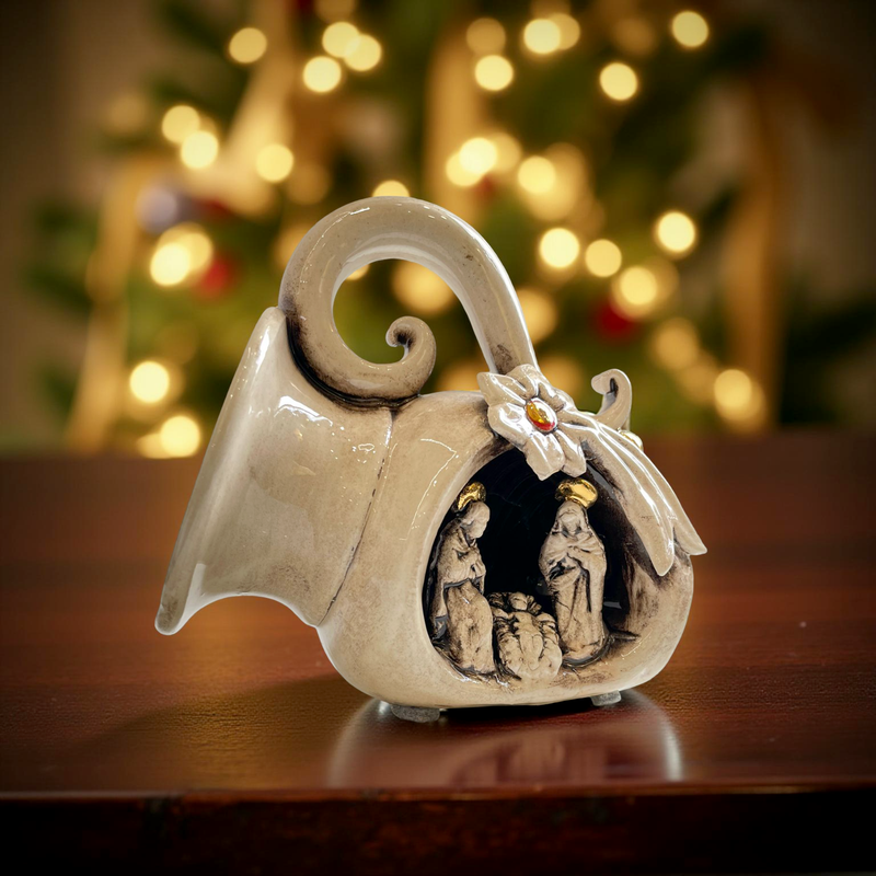 Natività mini giara h 10 Madreperla Antichizzato/Oro e Lustri