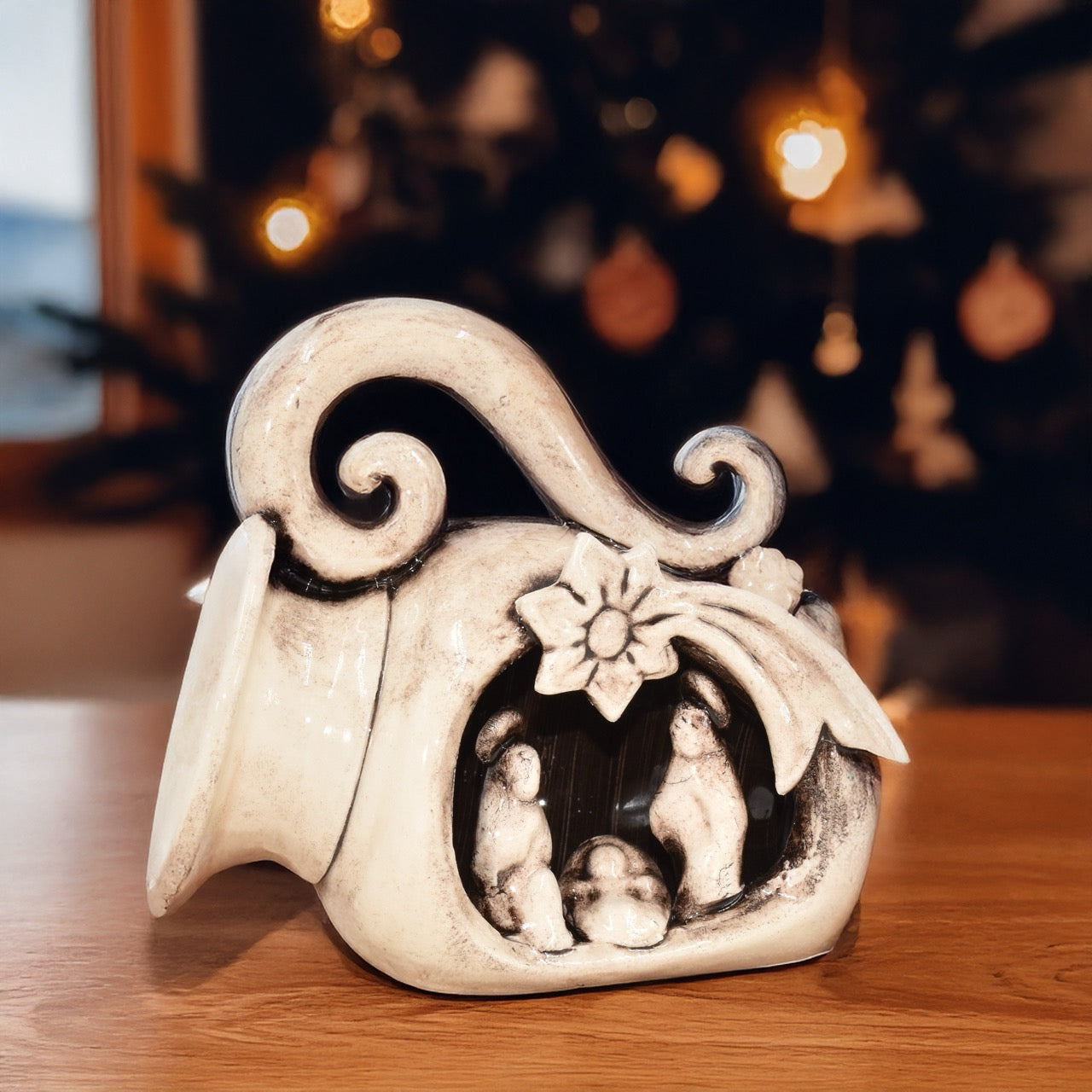 Natività mini giara h 10 Madreperla Antichizzato/Oro e Lustri - Ceramiche di Caltagirone Sofia