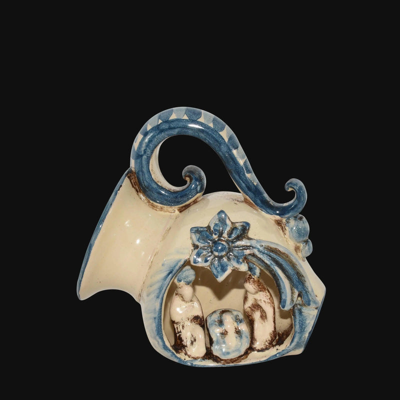 Natività mini giara h 10 mono blu - Presepe di Caltagirone