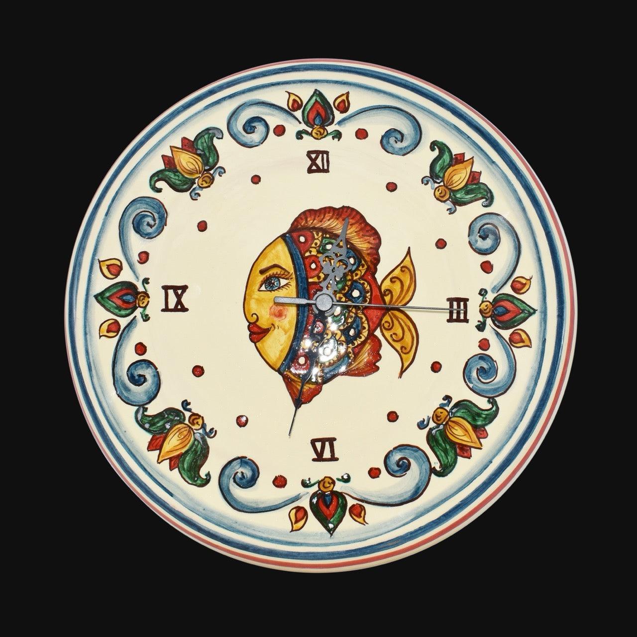 Orologio Ø 30 decoro pesci in ceramica di caltagirone - Ceramiche di Caltagirone Sofia