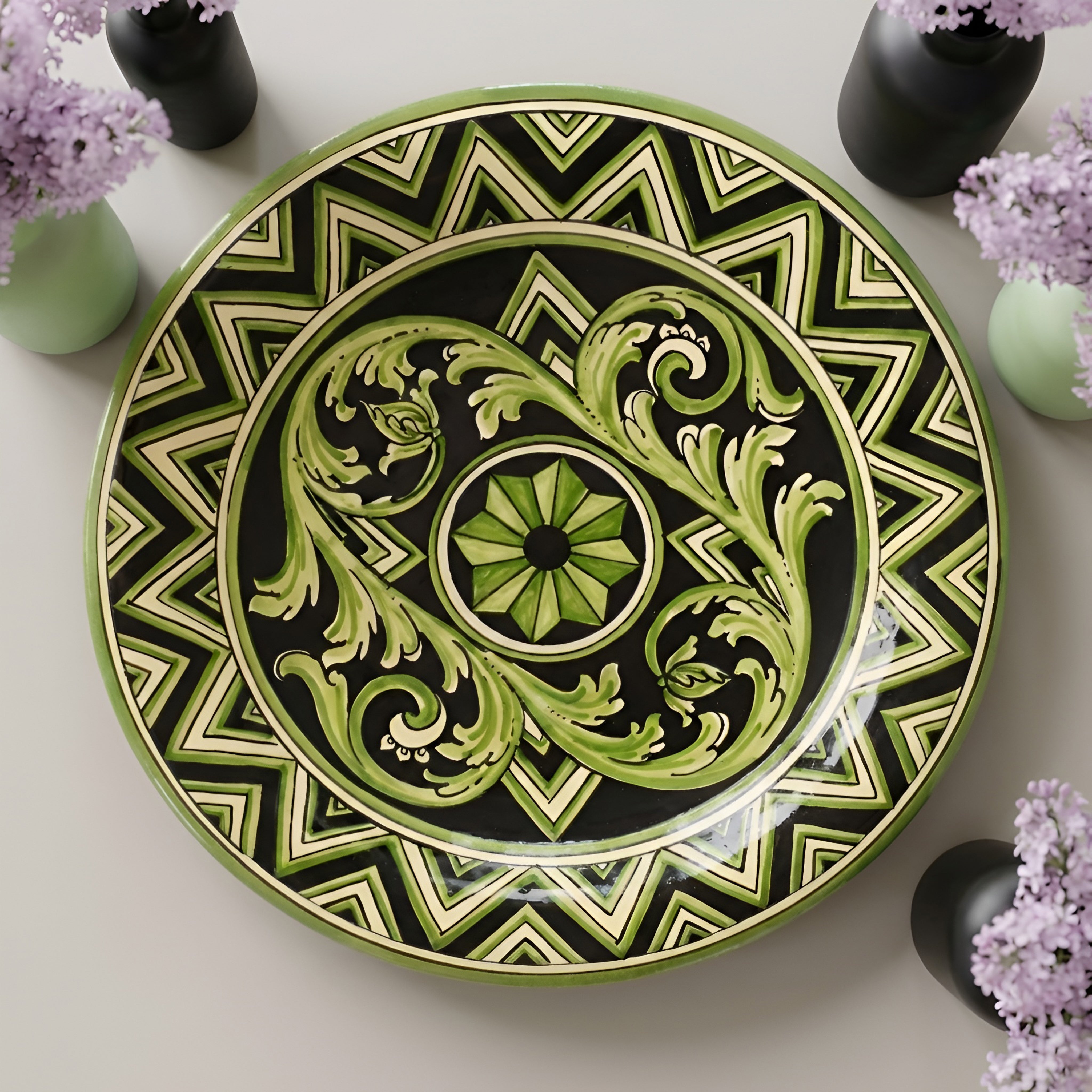 Piatto Ornamentale in Ceramica di Caltagirone Ø 40 cm - Linea Parigi