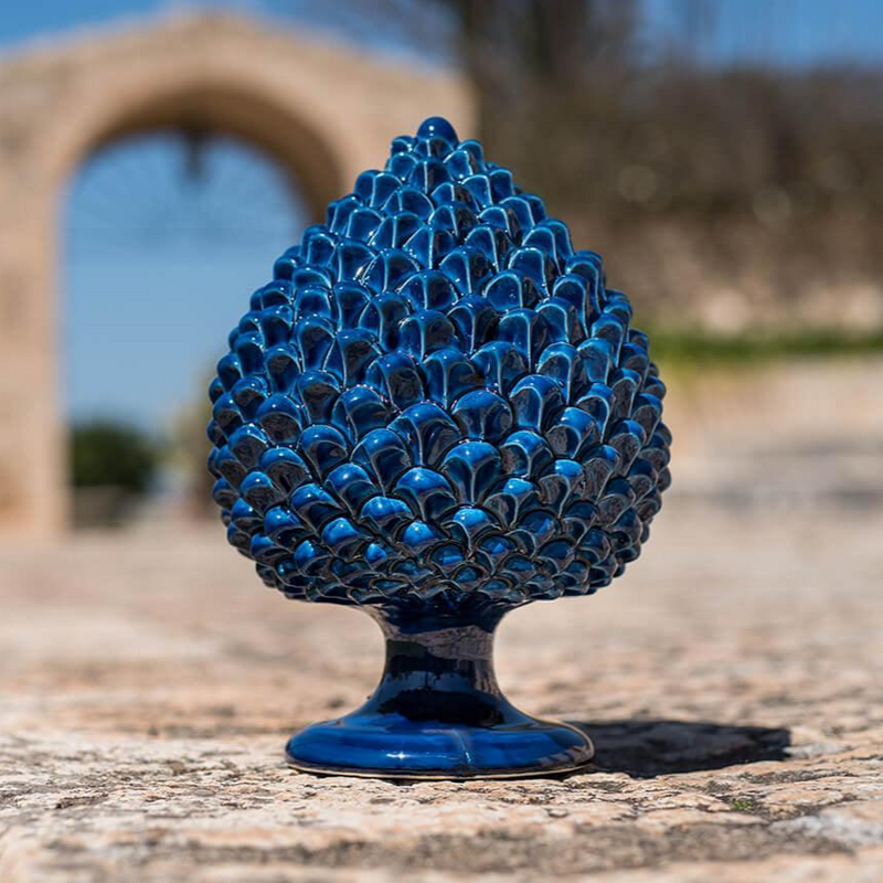 Pigna Ceramica Caltagirone h 15/40 cm Blu Intenso — Sofia Ceramiche