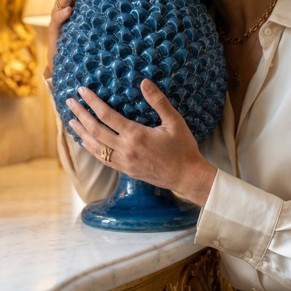 Pigna Ceramica Caltagirone h 15/40 cm Blu Intenso — Sofia Ceramiche