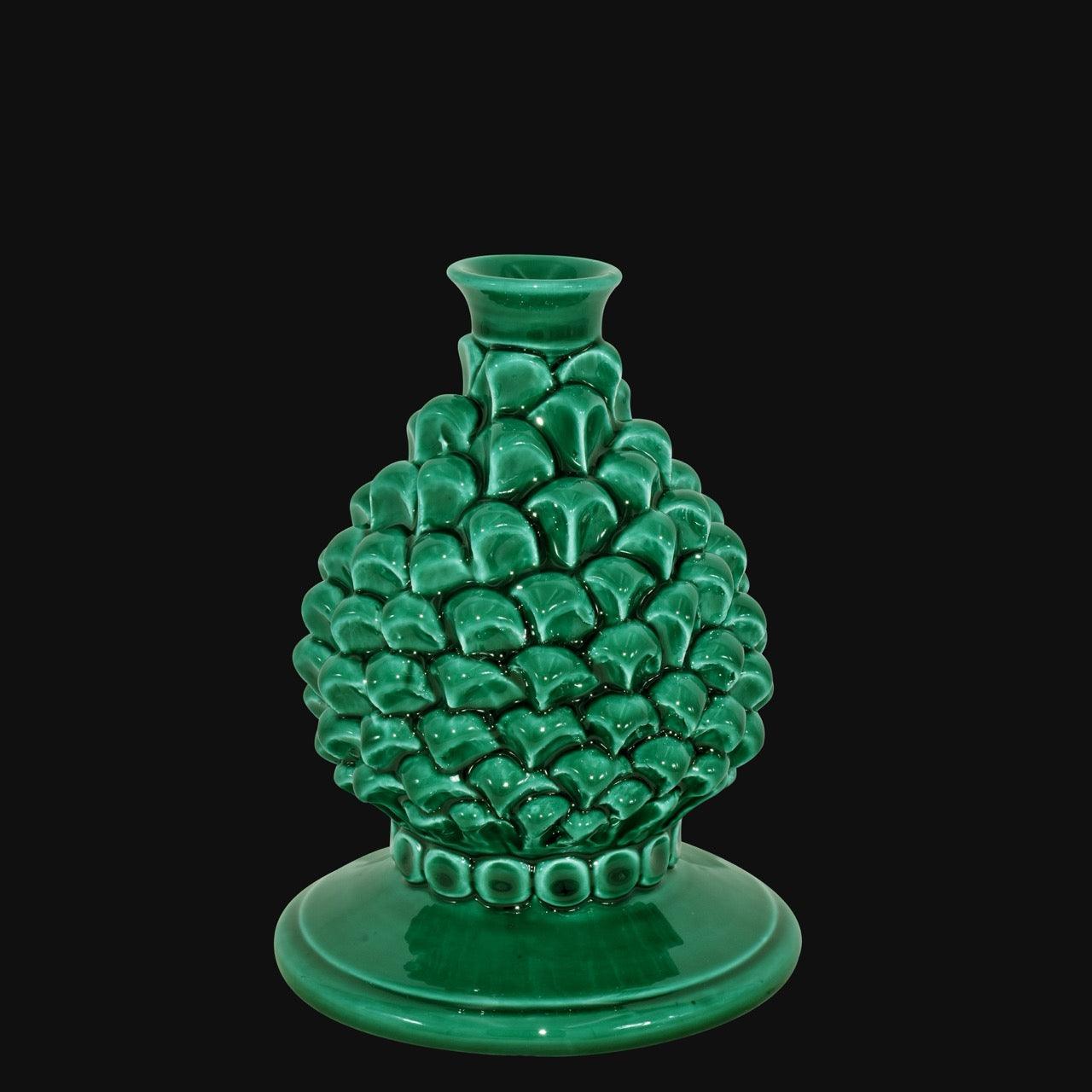 Portacandela a pigna h 18 Verde Smeraldo – Bomboniera in ceramica di Caltagirone - Ceramiche di Caltagirone Sofia