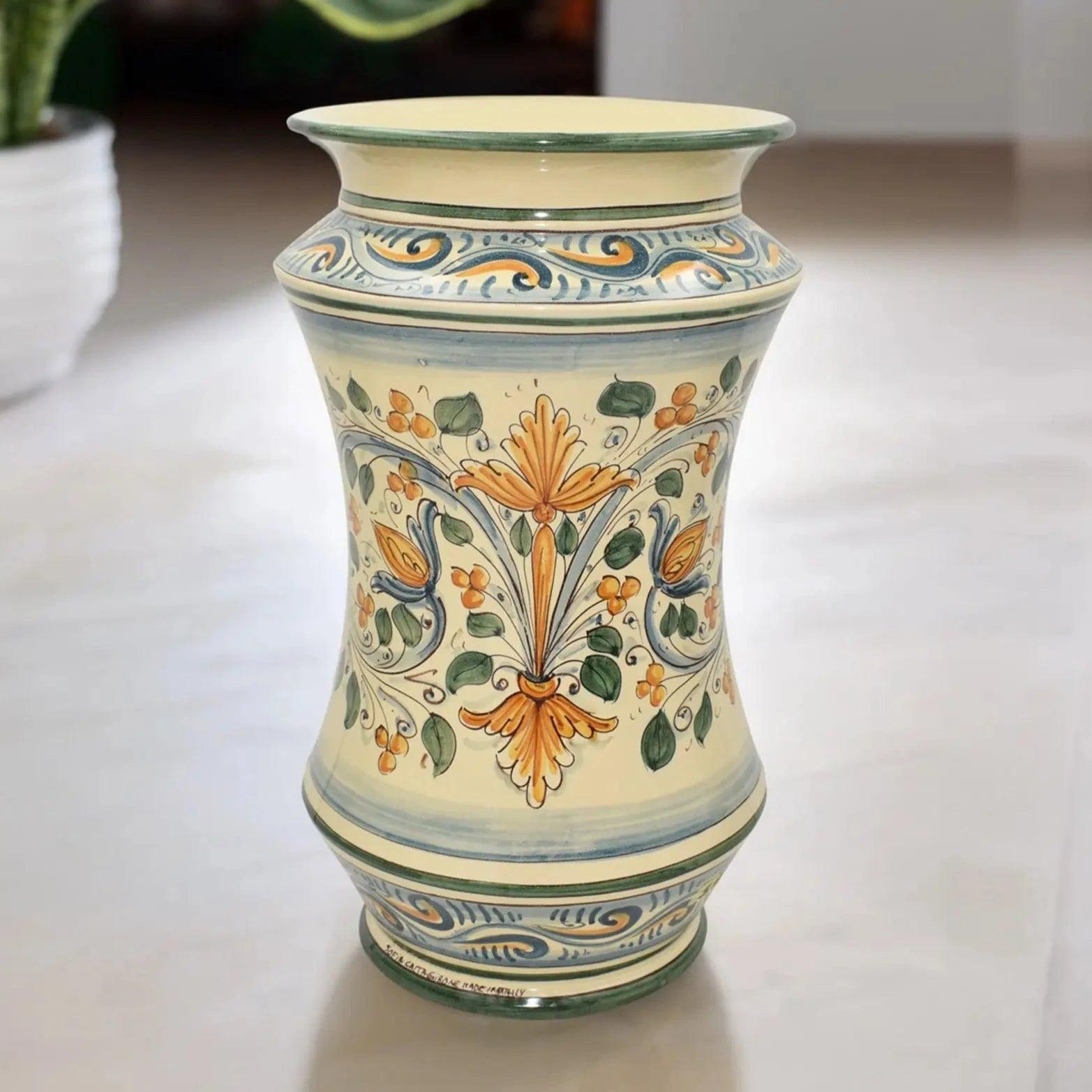 Portaombrelli ad albarello h 50 Antico Fogliame - Ceramiche di Caltagirone Sofia