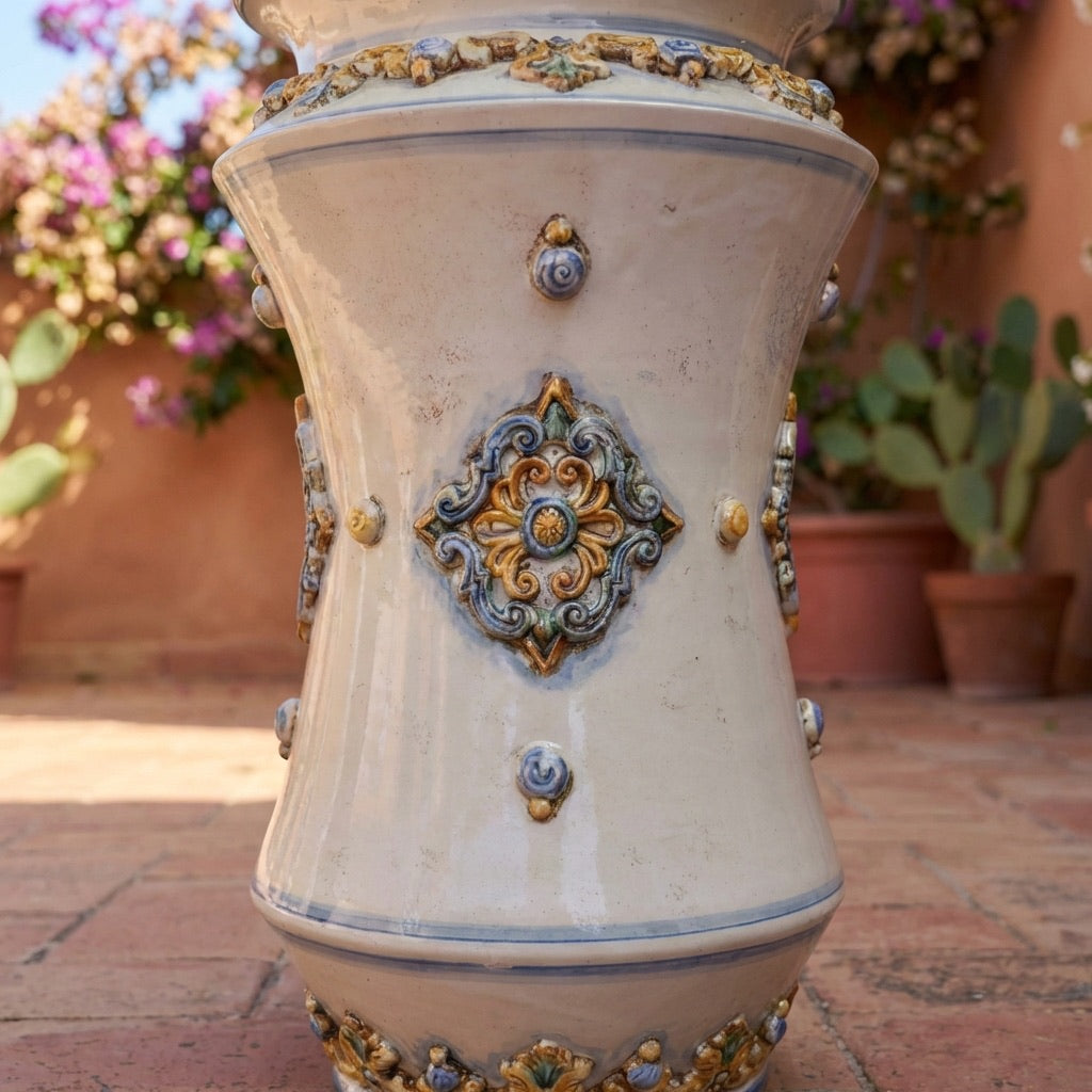 Portaombrelli ad albarello h 50 plastico Sofia blu e arancio - Ceramiche di Caltagirone Sofia