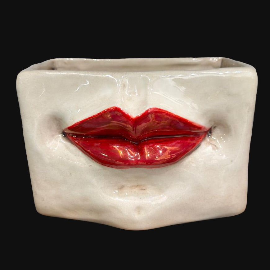 Scatola con Espressione in Ceramica di Caltagirone — Madreperla Antichizzata con Dettagli Oro