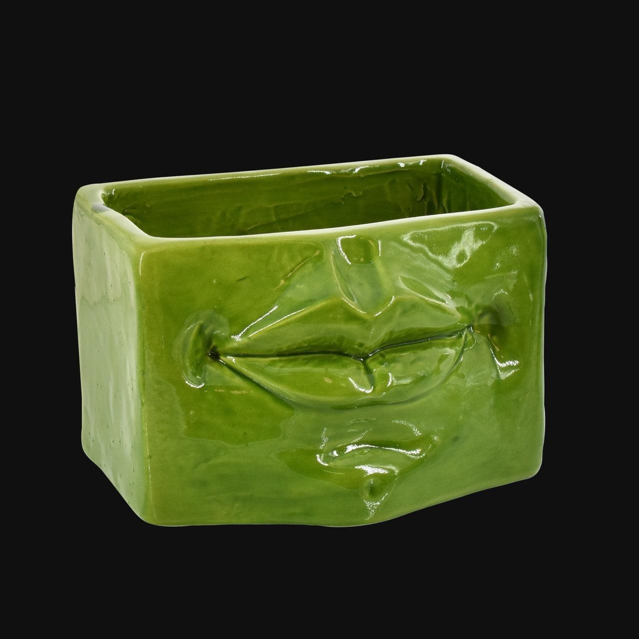Scatola con espressione verde foglia - Ceramica artistica di Caltagirone - Ceramiche di Caltagirone Sofia