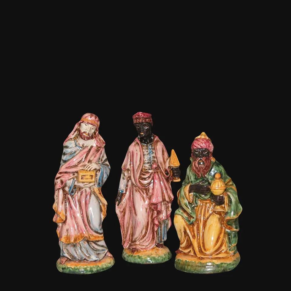 Set re magi 3 pezzi h 20 tricolore - Presepe di Caltagirone - Ceramiche di Caltagirone Sofia