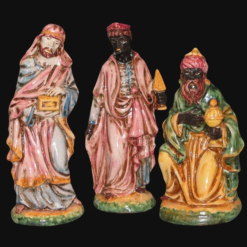 Set re magi 3 pezzi h 20 tricolore - Presepe di Caltagirone - Ceramiche di Caltagirone Sofia