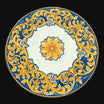 Tavolo in Pietra Lavica con cornice Ornato Fondo Blu - Ceramiche di Caltagirone Sofia