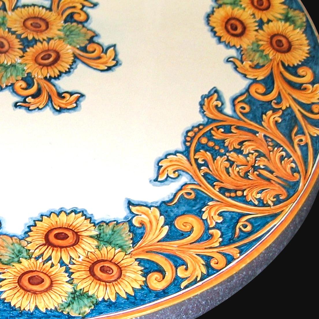 Tavolo in Pietra Lavica con Decoro Girasoli - Ceramiche di Caltagirone Sofia