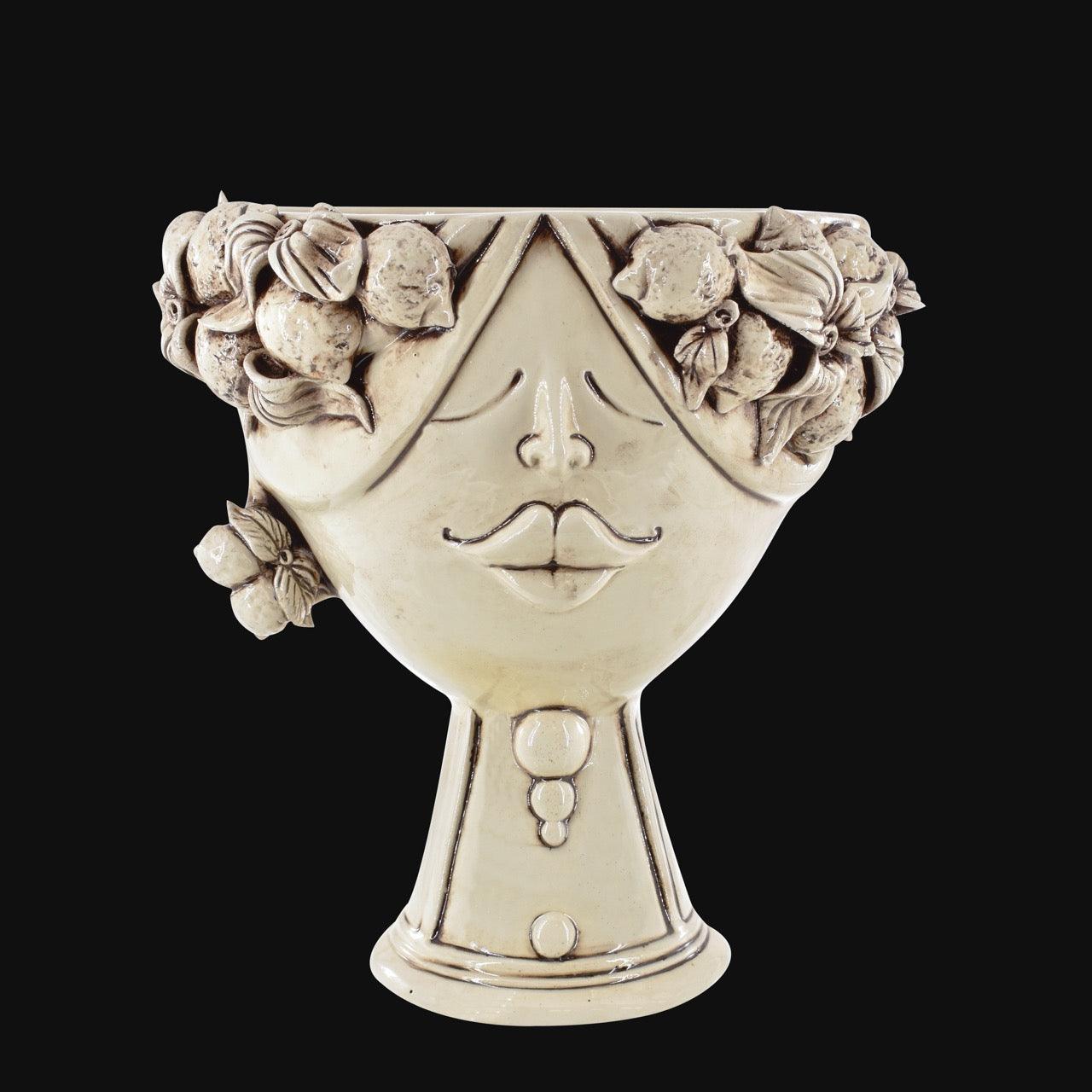 Testa di Moro con limoni "Zahira" donna | Madreperla Antichizzato 30 cm - Ceramiche di Caltagirone Sofia